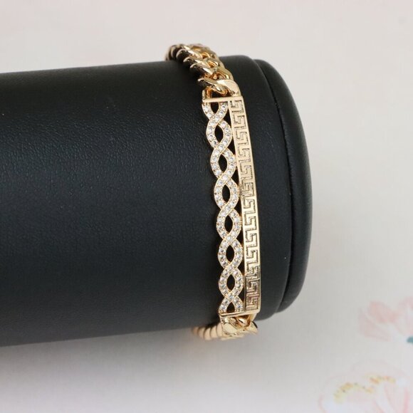 "Rose Gold Greek Key Infinity Chain Bracelet, XPBL0967 - Picture 8 of 13